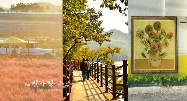 ▲ (왼쪽부터)황룡강 꽃길, 장성호 수변길, 장성읍 벽화거리