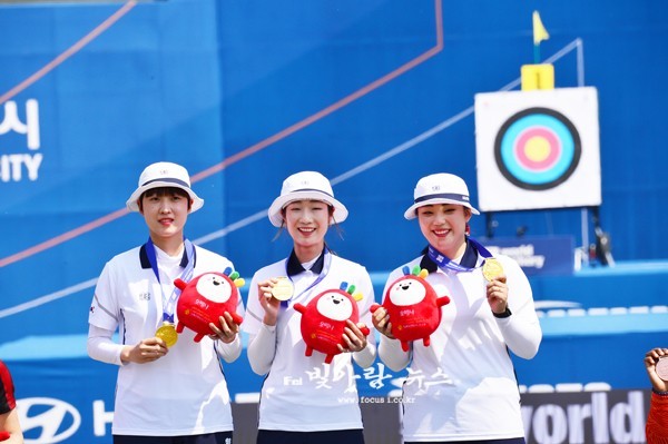 ▲ 광주2022양궁월드컵 리커브단 여자단체전에 우승한 한국 양궁팀