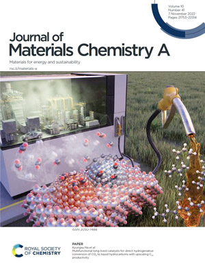 ▲ 재료화학 저널 표지 / *논문명: Multifunctional long-lived catalysts for direct hydrogenative conversion of CO2 to liquid hydrocarbons with upscaling C5+ productivity (Journal of Materials Chemistry A, 2022, 10, 21862-21873)