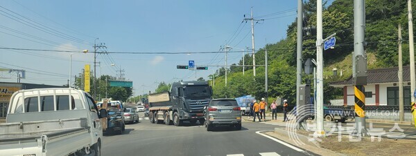 광주 서창삼거리 교통사고(사진=조인호 기자)